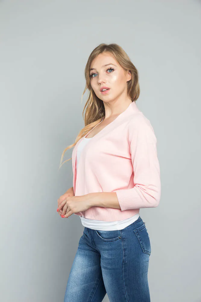 Women's Classic 3/4 Sleeve Cropped Cardigan