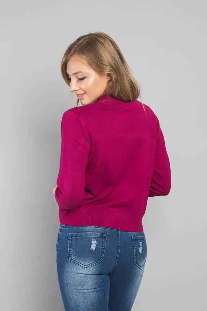 Women's Classic 3/4 Sleeve Cropped Cardigan