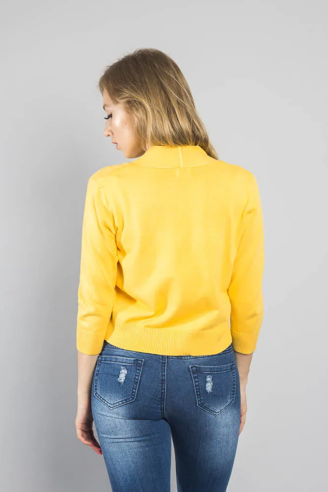 Women's Classic 3/4 Sleeve Cropped Cardigan