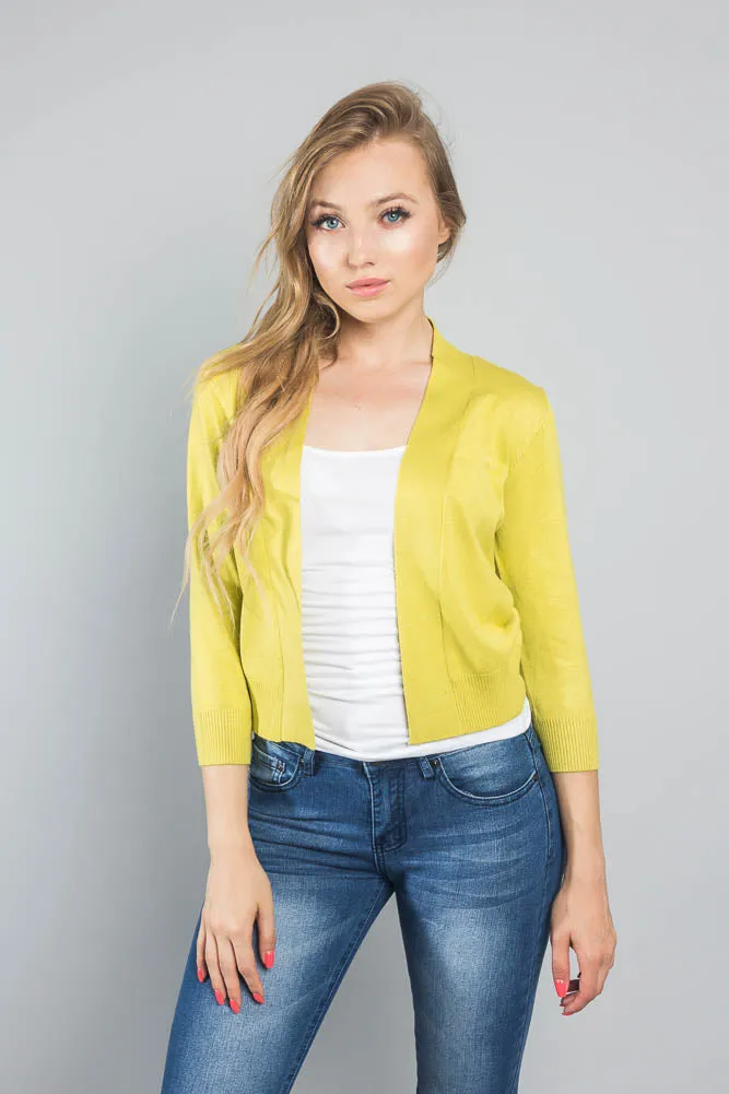 Women's Classic 3/4 Sleeve Cropped Cardigan