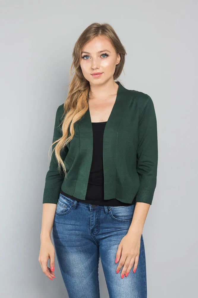 Women's Classic 3/4 Sleeve Cropped Cardigan