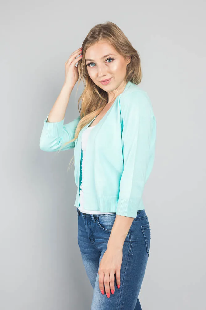 Women's Classic 3/4 Sleeve Cropped Cardigan
