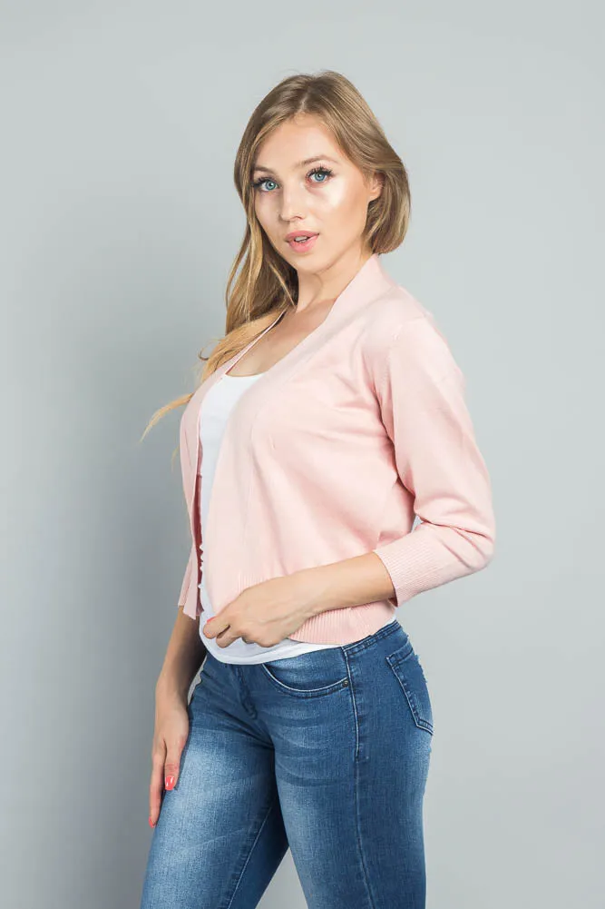 Women's Classic 3/4 Sleeve Cropped Cardigan