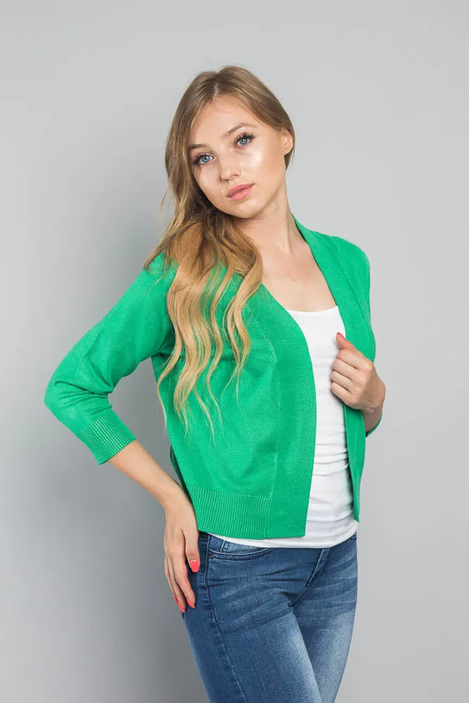 Women's Classic 3/4 Sleeve Cropped Cardigan