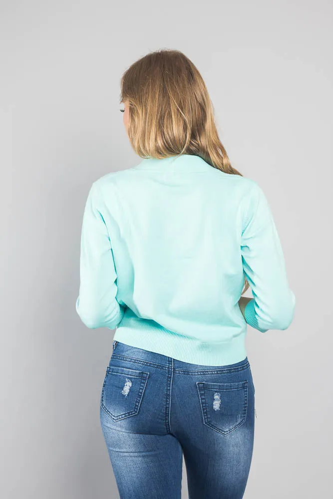 Women's Classic 3/4 Sleeve Cropped Cardigan