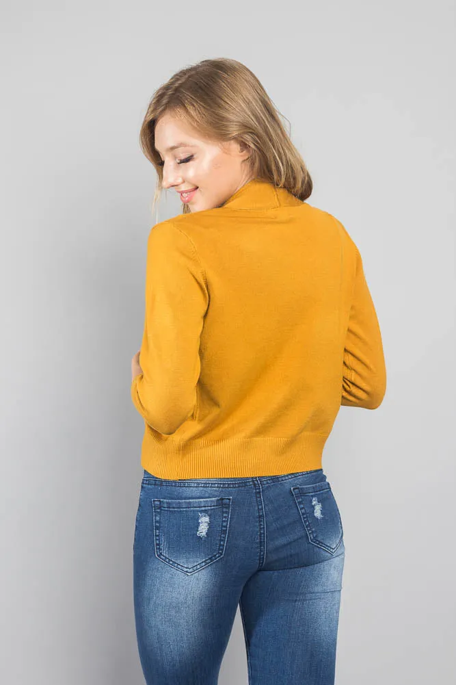 Women's Classic 3/4 Sleeve Cropped Cardigan