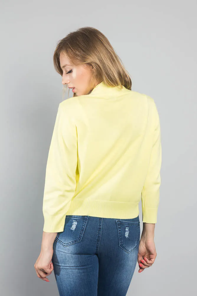 Women's Classic 3/4 Sleeve Cropped Cardigan