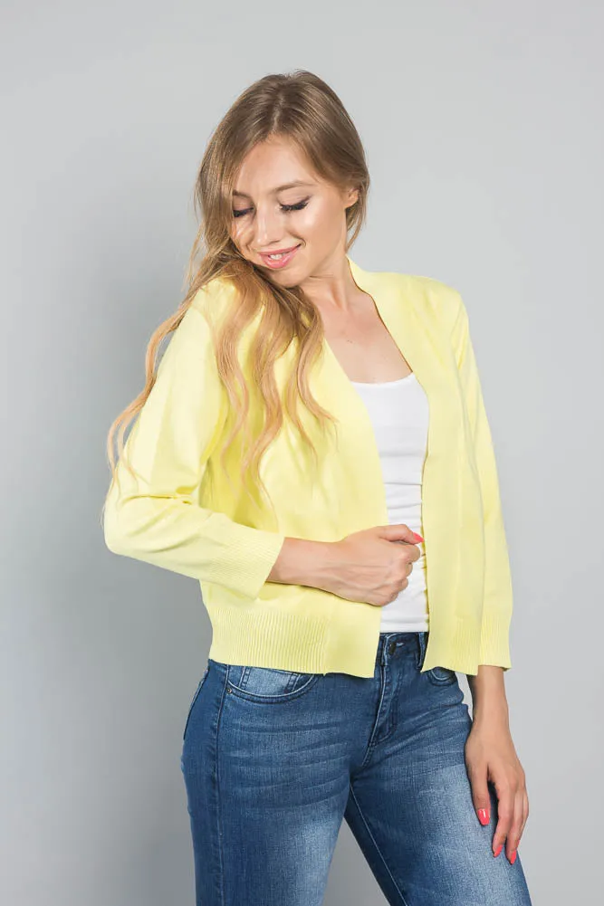 Women's Classic 3/4 Sleeve Cropped Cardigan