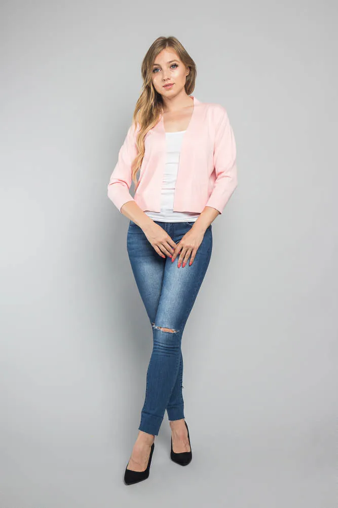 Women's Classic 3/4 Sleeve Cropped Cardigan