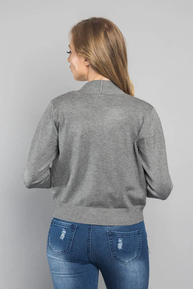 Women's Classic 3/4 Sleeve Cropped Cardigan