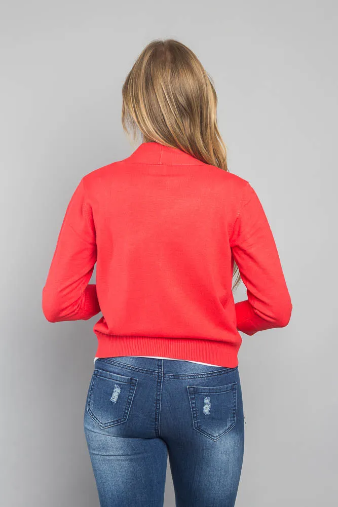 Women's Classic 3/4 Sleeve Cropped Cardigan