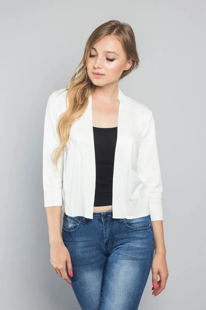 Women's Classic 3/4 Sleeve Cropped Cardigan