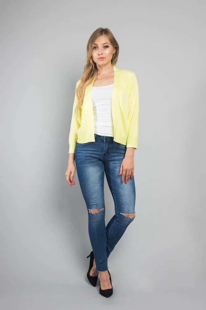 Women's Classic 3/4 Sleeve Cropped Cardigan