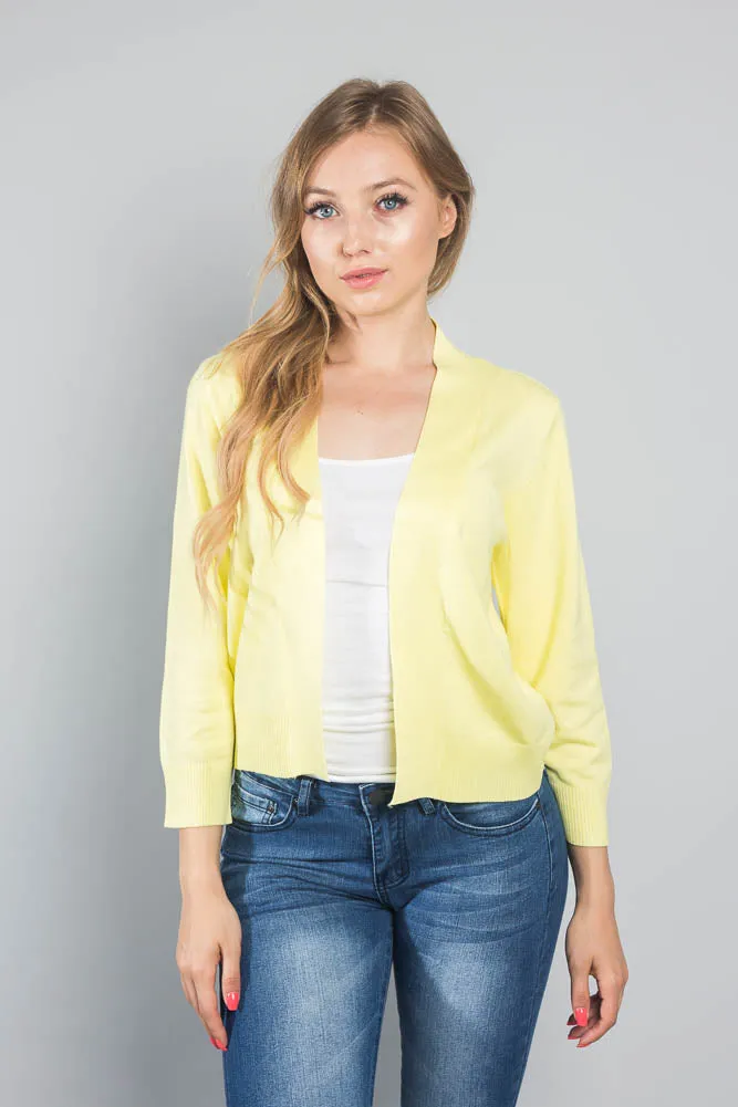 Women's Classic 3/4 Sleeve Cropped Cardigan