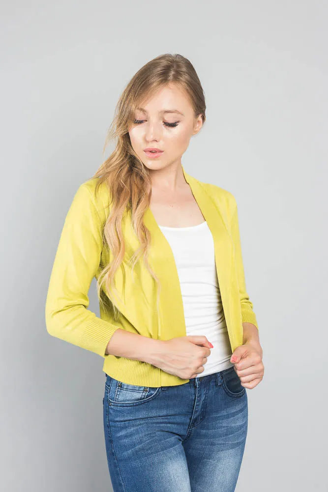 Women's Classic 3/4 Sleeve Cropped Cardigan