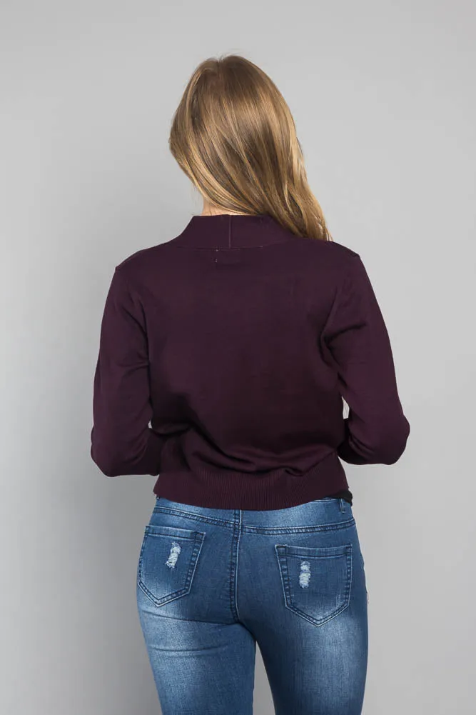 Women's Classic 3/4 Sleeve Cropped Cardigan