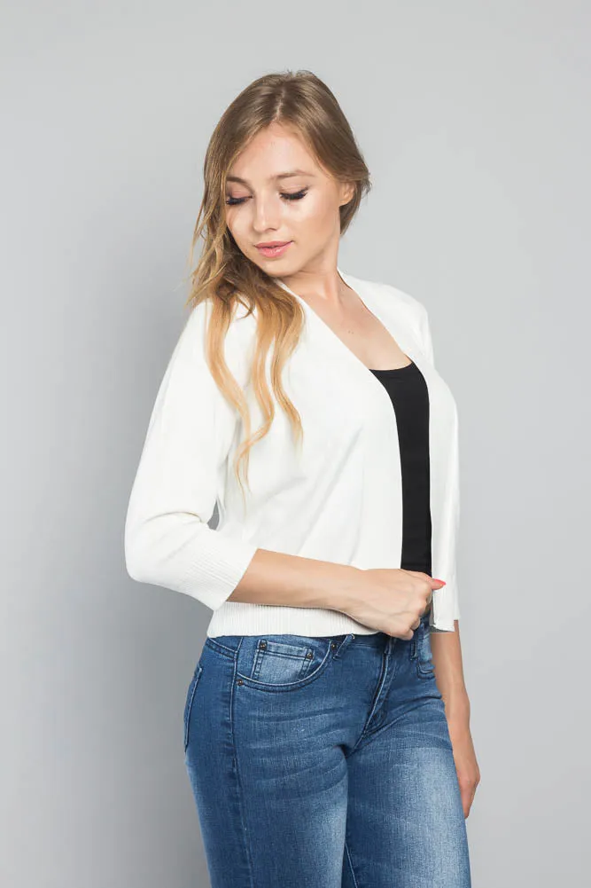 Women's Classic 3/4 Sleeve Cropped Cardigan