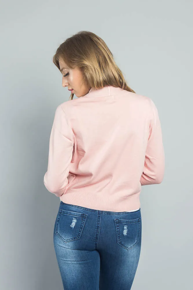 Women's Classic 3/4 Sleeve Cropped Cardigan