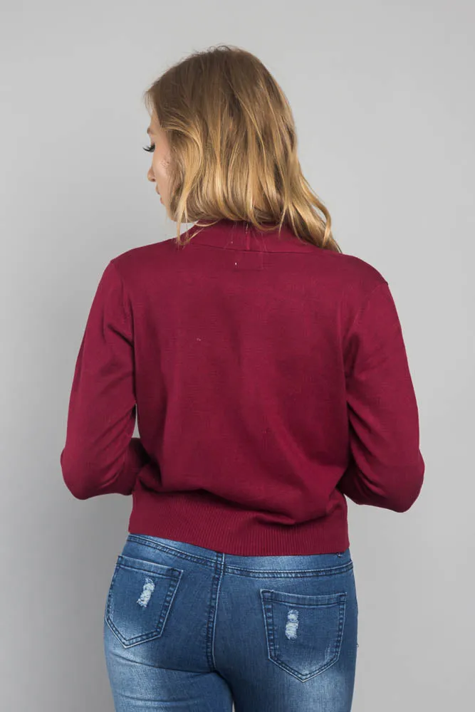 Women's Classic 3/4 Sleeve Cropped Cardigan