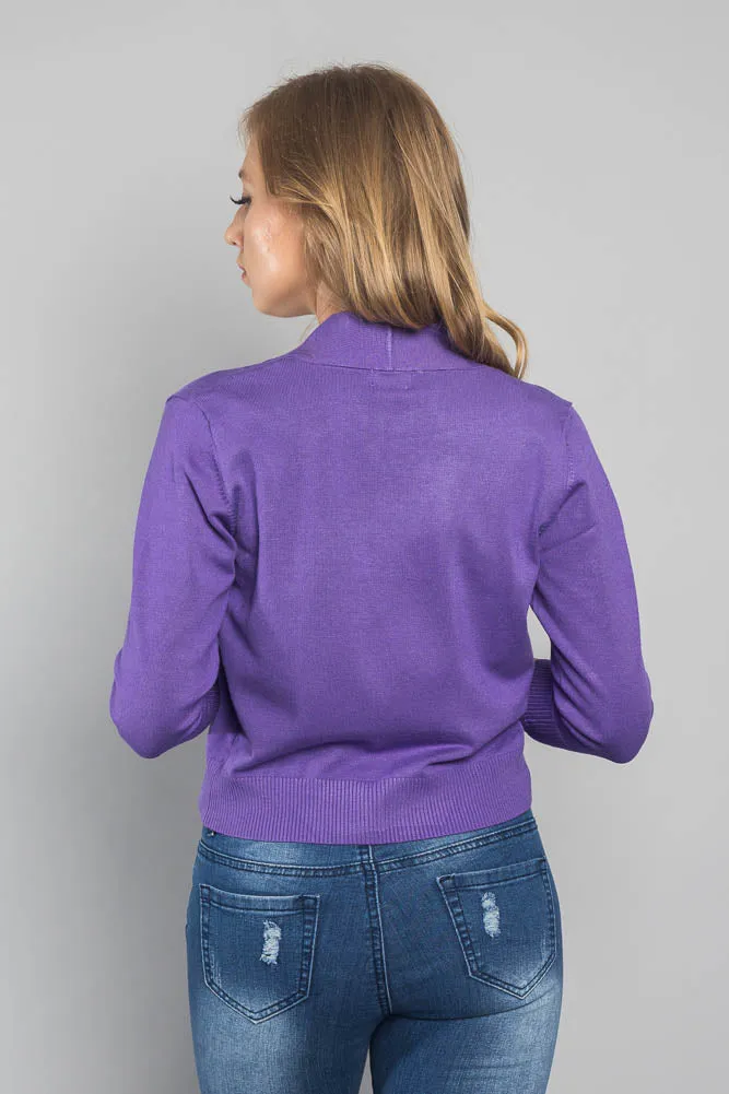 Women's Classic 3/4 Sleeve Cropped Cardigan
