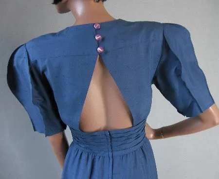 Women's Hanae Mori Dress 80s Vintage Silk Origami Sleeves Extra Small to Small VFG