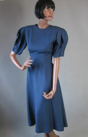 Women's Hanae Mori Dress 80s Vintage Silk Origami Sleeves Extra Small to Small VFG