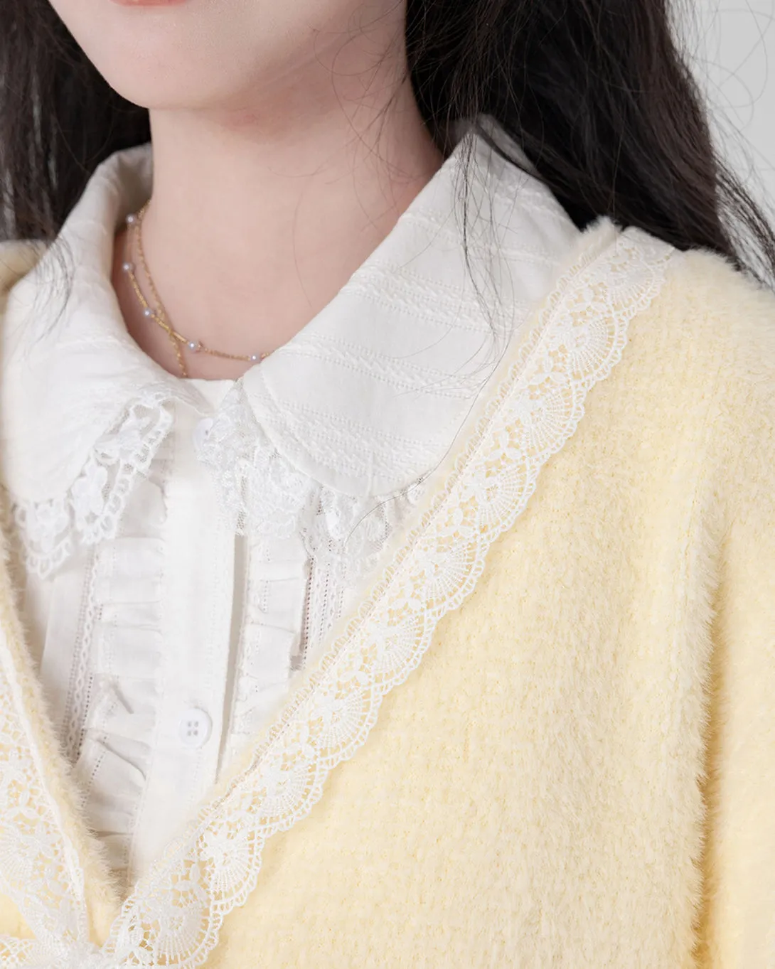Yellow / Purple Fluffy Mink Wool Cardigan Sweater